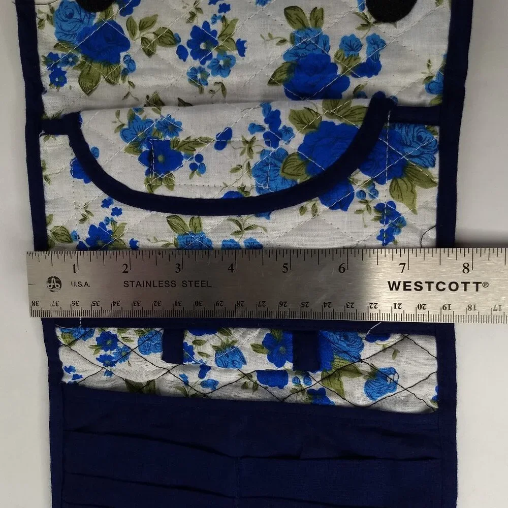 Quilted Blue Floral Wallet Checkbook Cards Pouch Cottagecore Farmhouse Hippie